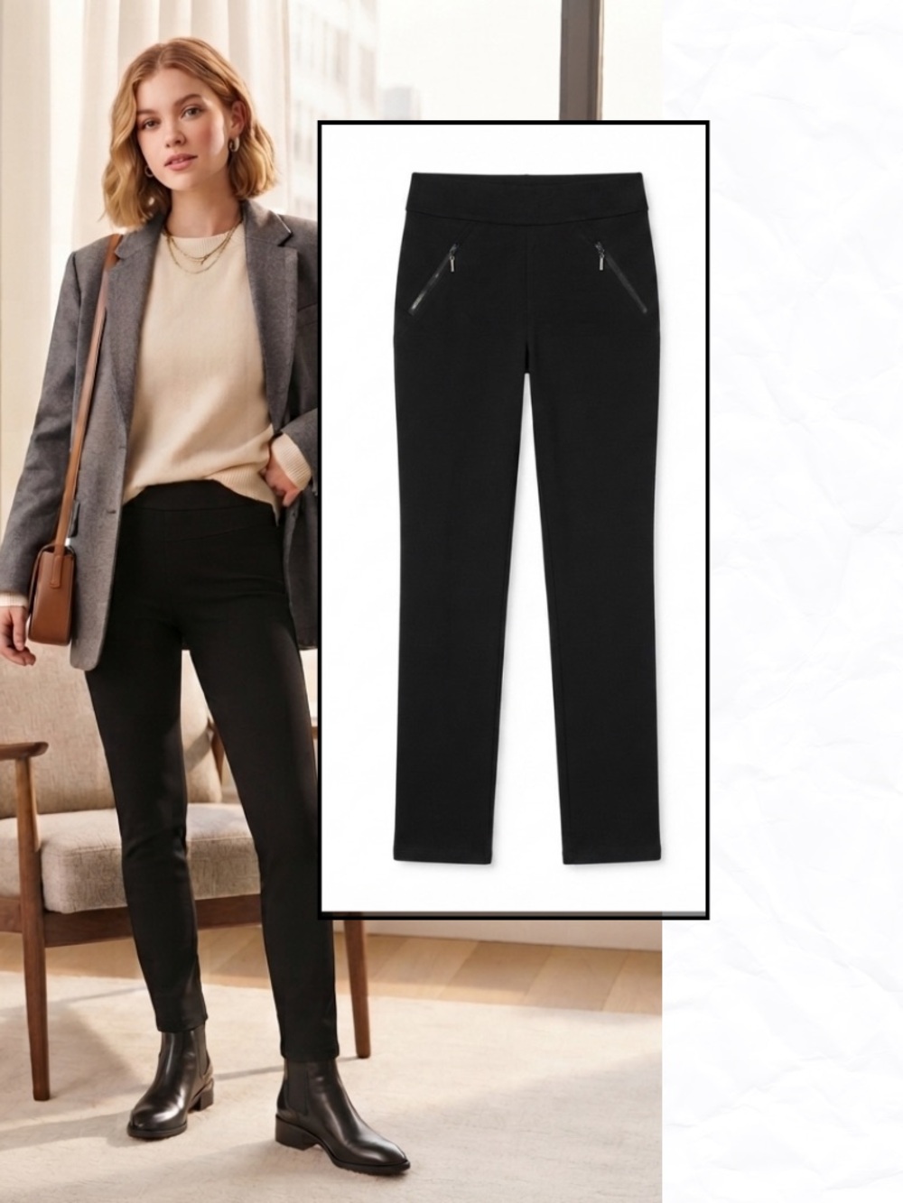NWT Carmen Marc Valvo Black Mid-Rise Skinny Pull-On Pants Size XS